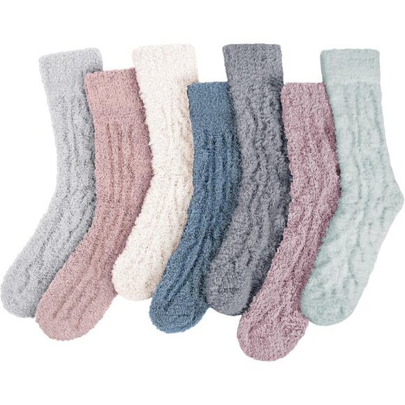 ⭐ 7-Pair Women’s Winter Fuzzy Socks Cozy Fluffy Warm Christmas Gift Set